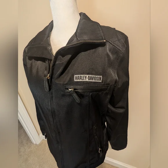 Harley-Davidson Women's Black Nylon Bomber Riding Jacket RN 103819 - Picture 2 of 16